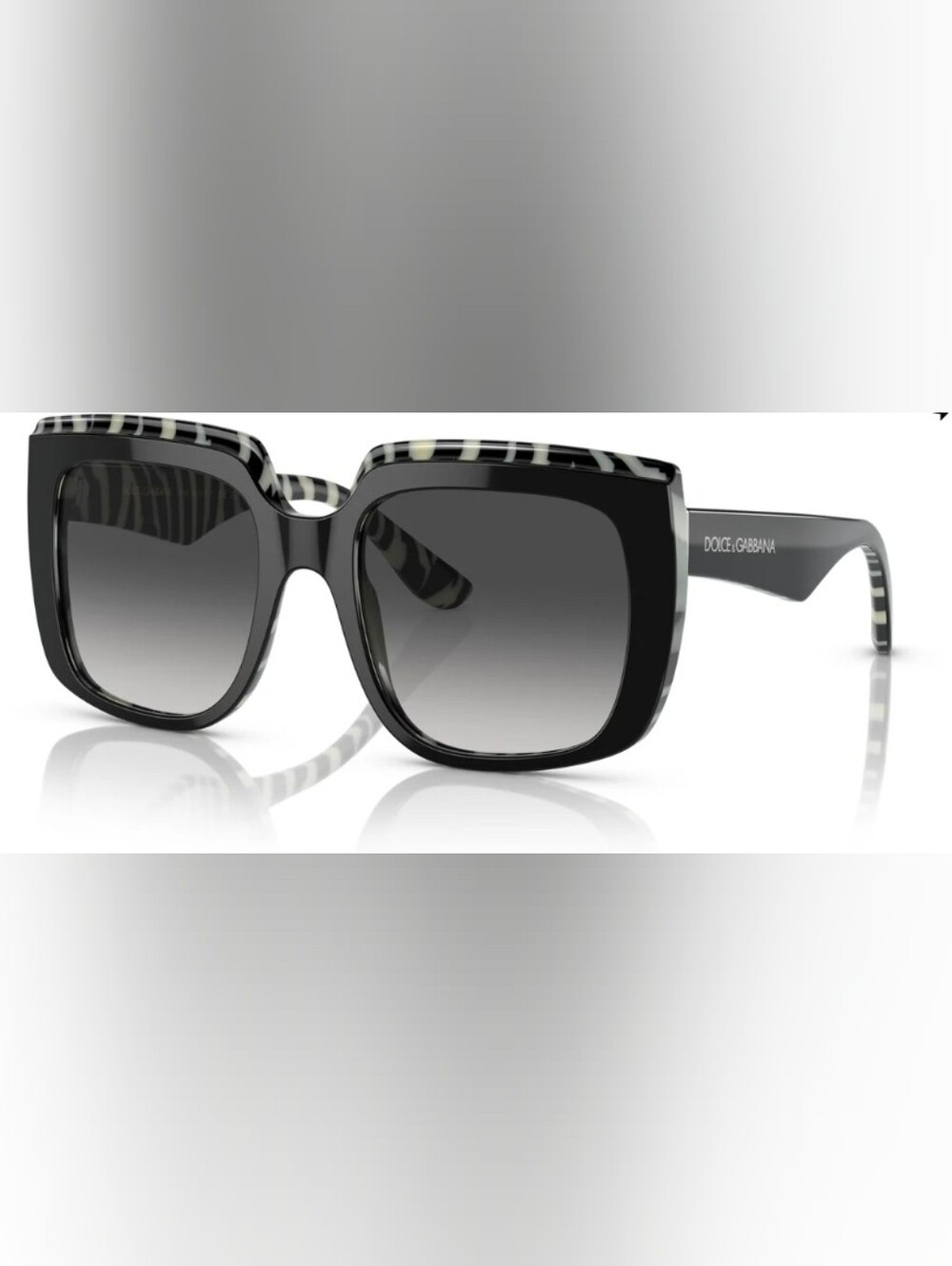 Dolce & Gabbana Black Sunglasses with Zebra-Pattern Temples